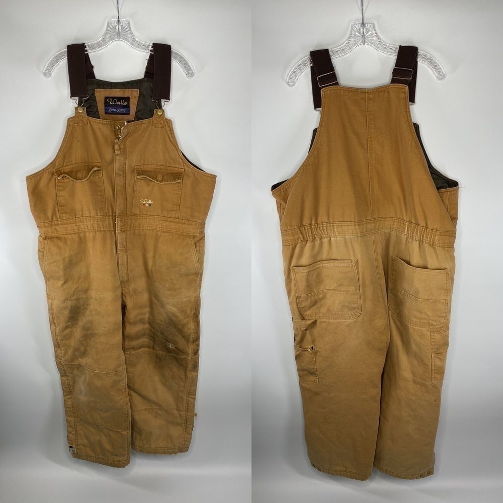 Walls Zero Zone Insulated Canvas Bibs Coveralls Size XL Short